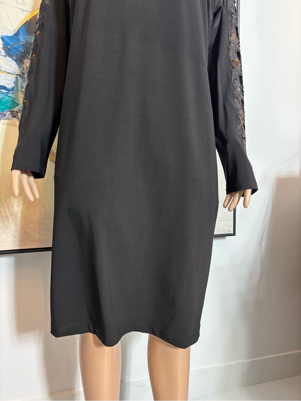 cleo Black Long Sleeve Embellished Cocktail Dress - Picture 3 of 15